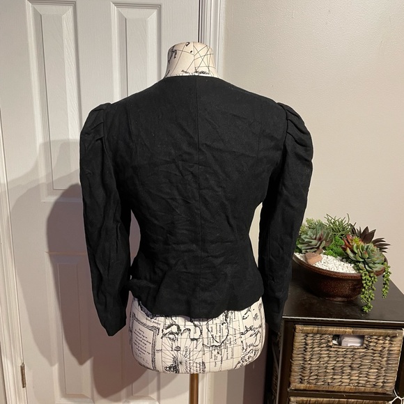 Vintage Wool Norgail LTD NY Embroider Asymmetric Wrap Button Puffy Poplin Sleeve - Picture 4 of 6